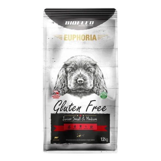 BIOFEED EUPHORIA Karma dla szczeniąt małych i średnich ras z Wołowiną 12kg
