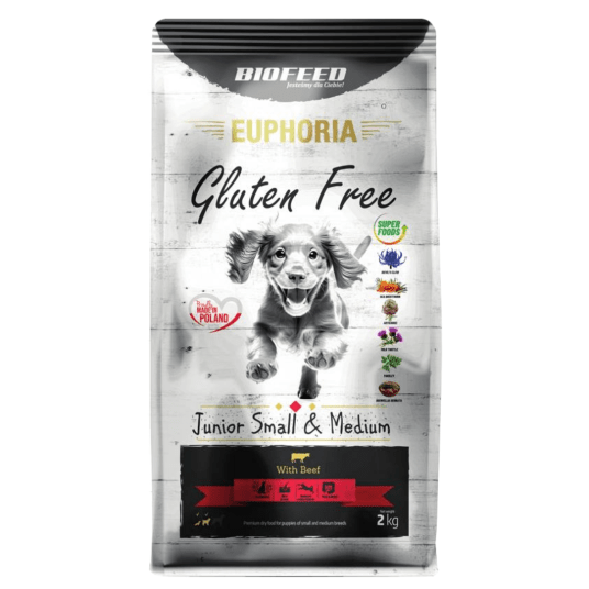 BIOFEED EUPHORIA Karma dla szczeniąt małych i średnich ras z Wołowiną 2kg