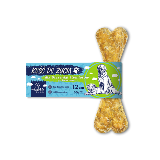 BOSKIE SMAKI Kość do żucia dla szczeniąt i seniorów ze żwaczem wołowym gryzak dla psa 12cm / 55g