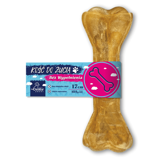 BOSKIE SMAKI Kość do żucia ze skóry wołowej bez wypełnienia gryzak dla psa 17cm / 105g