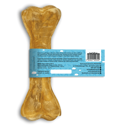 BOSKIE SMAKI Kość do żucia ze skóry wołowej bez wypełnienia gryzak dla psa 17cm / 105g