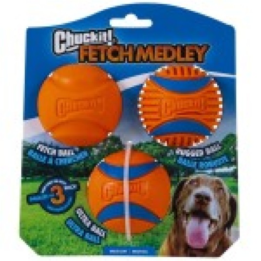Chuckit! FETCH MEDLEY MEDIUM III 3PAK Piłki do aportowania 6,5cm