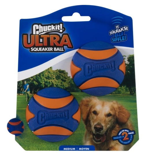 Chuckit! ULTRA SQUEAKER MEDIUM 2PAK Piłka do aportowania, unosząca się na wodzie 6,5cm