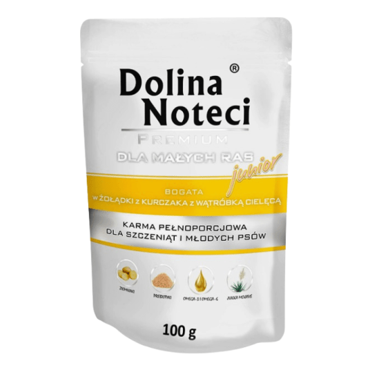 Dolina Noteci Premium JUNIOR Mokra karma dla psów szczeniąt małych ras bogata w żołądki z Kurczaka z