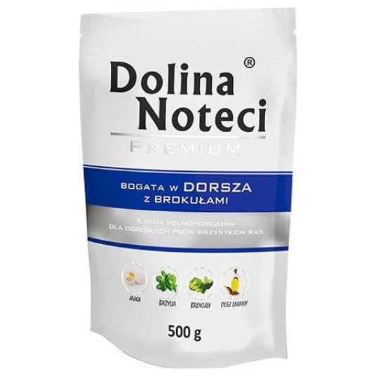 DOLINA NOTECI PREMIUM Karma mokra Bogata w Dorsza z Brokułami 500g