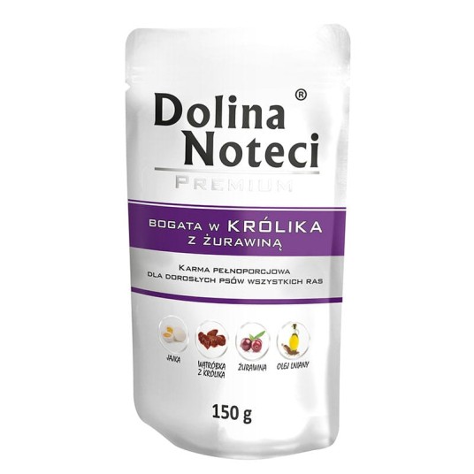 DOLINA NOTECI PREMIUM Karma mokra dla psa Bogata w Królika z Żurawiną 150g