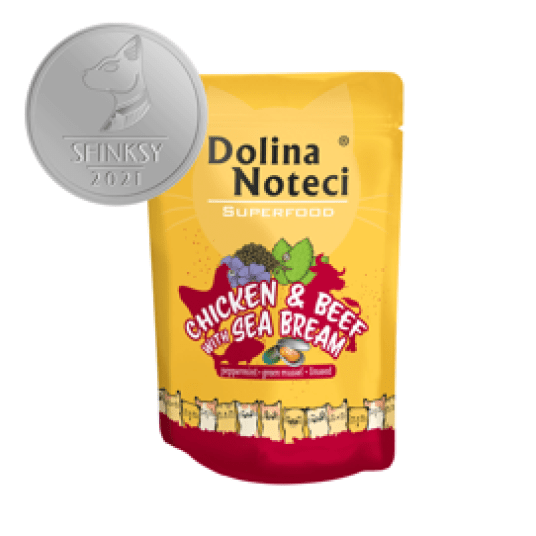 DOLINA NOTECI SUPERFOOD Karma mokra Bogata w kurczaka i wołowinę z doradą 85g