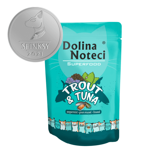 DOLINA NOTECI SUPERFOOD Karma mokra dla kota Bogata w Pstrąga z Tuńczykiem 85g