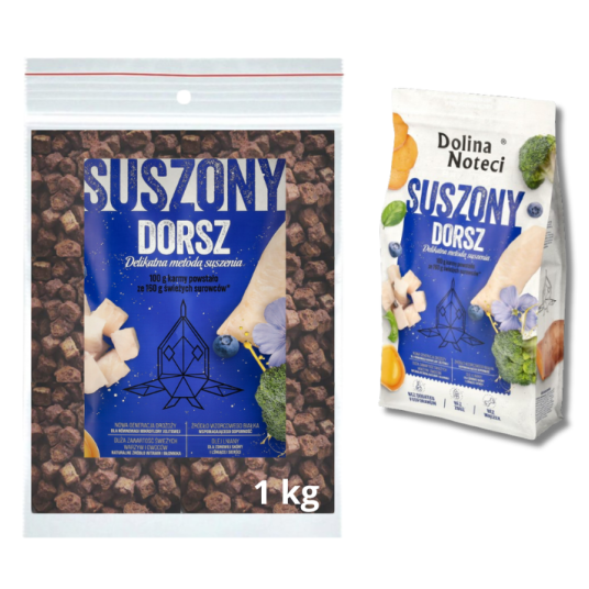 DOLINA NOTECI Suszona karma dla psa Bogata w Dorsza 1kg