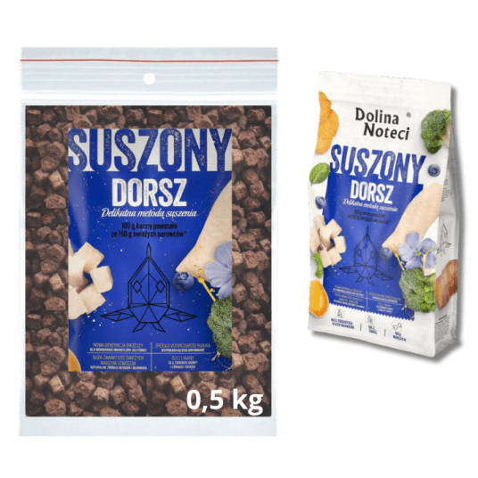 DOLINA NOTECI Suszona karma dla psa Bogata w Dorsza 500g