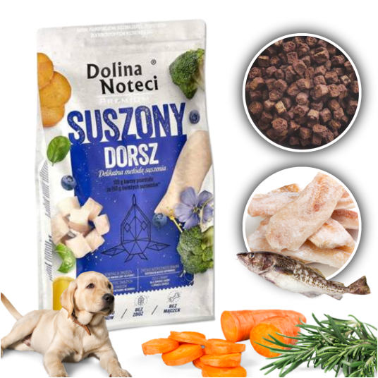 DOLINA NOTECI Suszona karma dla psa Bogata w Dorsza 9kg