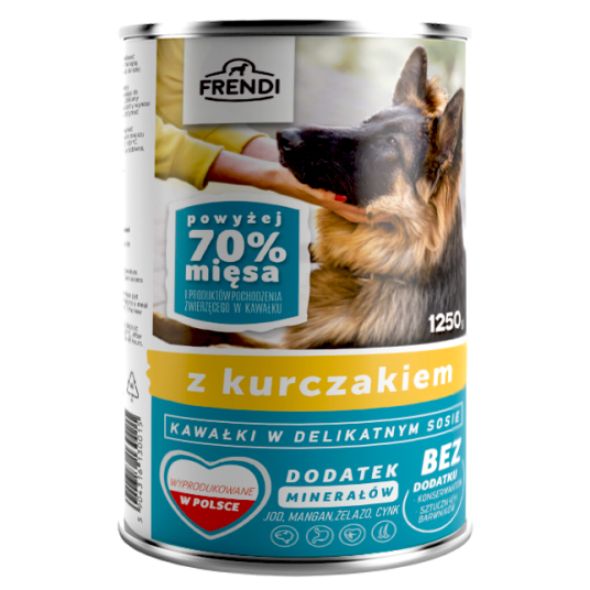 FRENDI Puszka karma mokra dla psa kawałki w sosie z kurczakiem 1250g