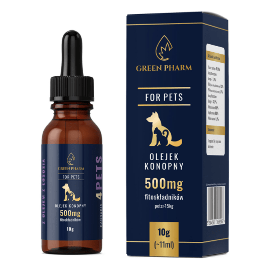 Green Pharm Olejek konopny Animals CBD 5% (500mg) 11ml CBD dla psów i kotów weterynaryjny BEZ THC