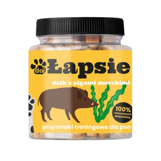 HAPPY SNACKY ŁAPSIE Przysmaki treningowe dla psa Dzik z Algami Morskimi 300g