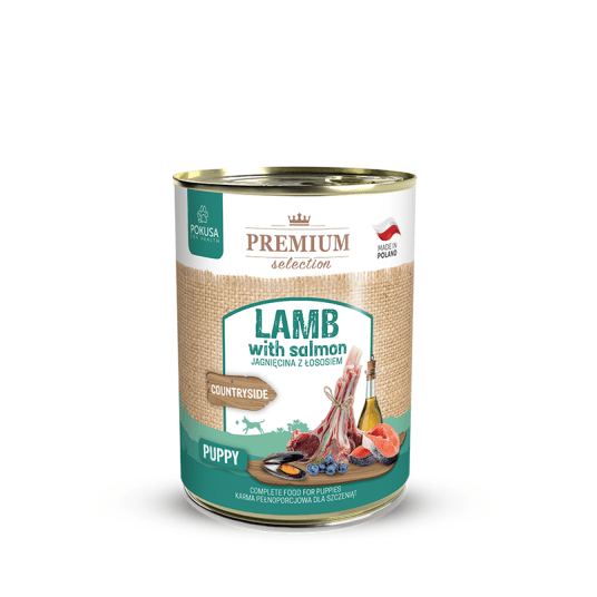 Karma Mokra Premium Lamb and salmon/ jagnięcina z łososiem Puppy 400g POKUSA