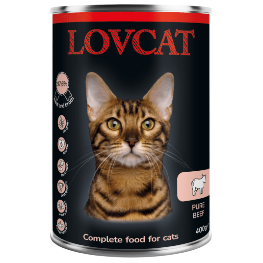 LOVCAT PURE BEEF Karma mokra dla kota Bogata w Wołowinę 400g