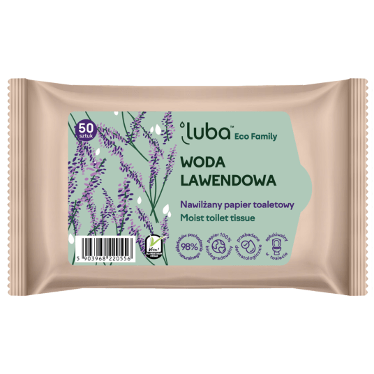 LUBA Eco Family nawilżany papier toaletowy woda lawendowa 50 szt.