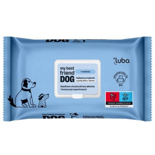 LUBA My best Friend DOG Nawilżane chusteczki do oczyszczania i ochrony skóry oraz sierści psa 60szt