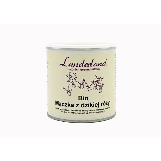 LUNDERLAND Organiczna mączka z dzikiej róży BIO 100g suplement dla psa wit. C