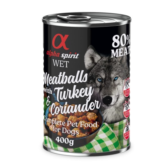 Meatballs with wild turkey & coriander (dorosły) 400g ALPHA SPIRIT