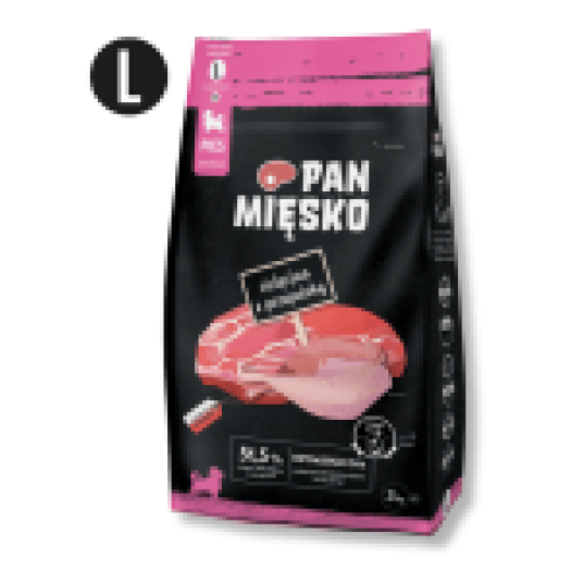 Pan Mięsko Cielęcina z Przepiórką 3kg Karma dla szczeniąt 51,5% mięsa Duże Chrupki