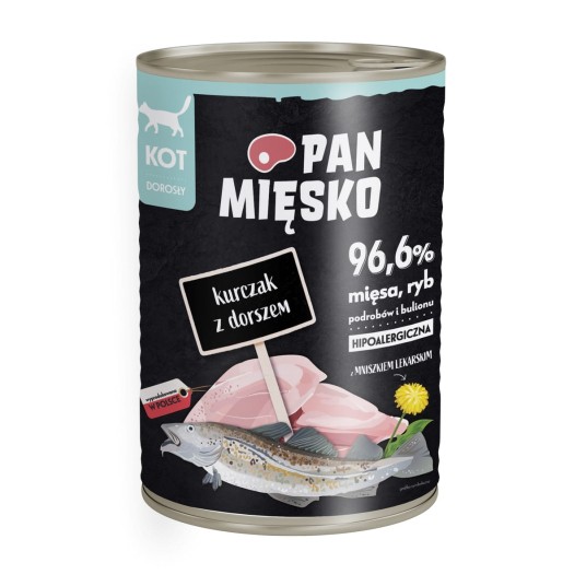 Pan Mięsko karma mokra dla kota Kurczak z Dorszem 400g