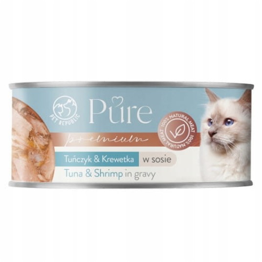 PetRepublic PURE Puszka karma mokra dla kota Tuńczyk i Krewetka 80g