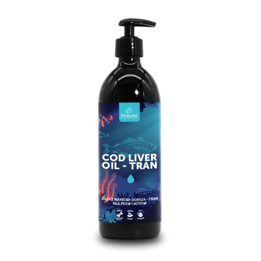 POKUSA Cod Liver Oil - Tran - Olej z wątroby dorsza - tran dla psów i kotów 500ml