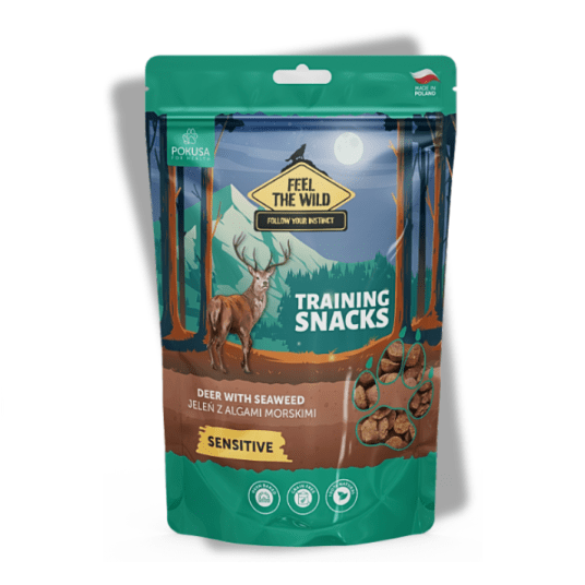 POKUSA Feel the Wild Naturalne smaczki treningowe dla psa Jeleń z algami morskimi 200g