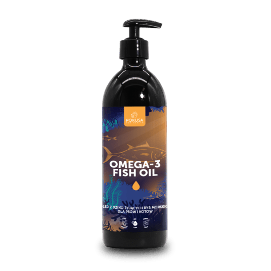 POKUSA Omega-3 Fish Oil - Olej z dziko żyjących ryb morskich dla psów i kotów 500ml