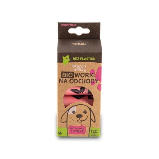 STARCHBAG Kompostowalne BIOworki na odchody 120szt kol. różowy