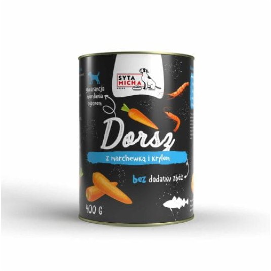 SYTA MICHA Karma mokra dla psa Dorsz z Marchewką 400g
