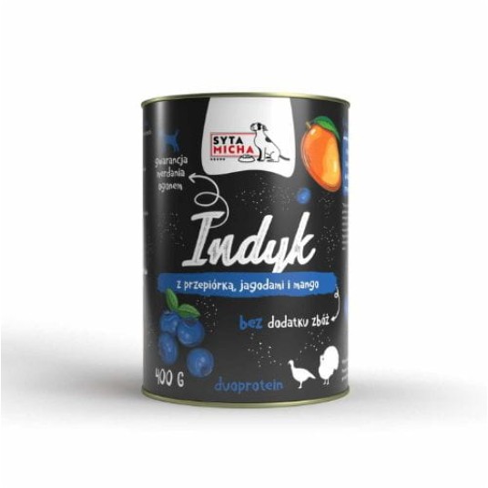 SYTA MICHA Karma mokra dla psa Indyk z Przepiórką 400g