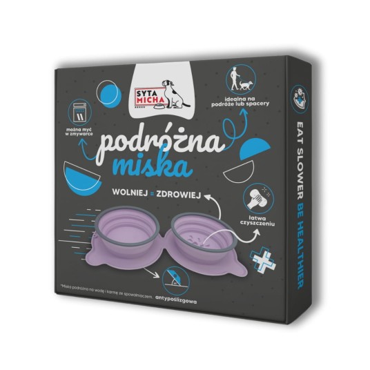 Syta Micha Składana miska podróżna turystyczna dla psa 500ml BORDOWA