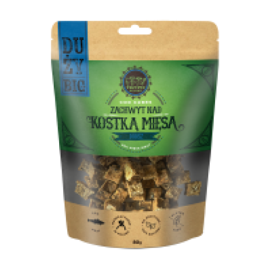 TRZYPSY DUŻY ZACHWYT NAD KOSTKĄ MIĘSA z Dorsza Smaczki dla psa 80g