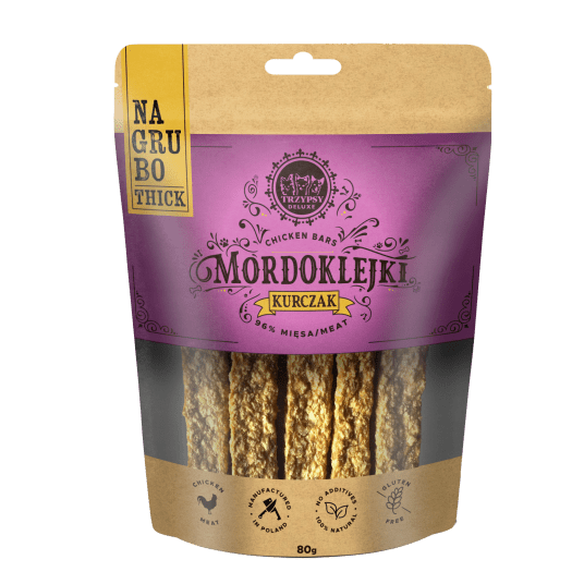 TRZYPSY MORDOKLEJKI NA GRUBO Przysmaki dla psa z Kurczaka 80g