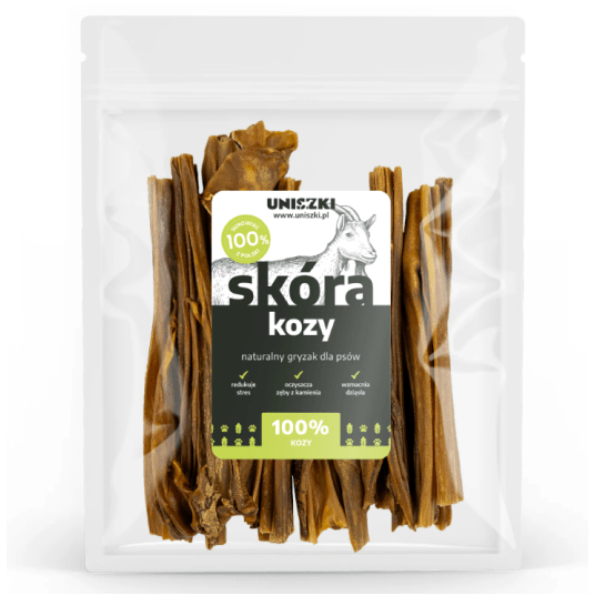 UNISZKI Skóra kozy twardy gryzak przysmak do gryzienia dla psa 100g