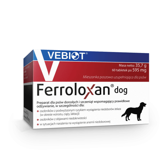 VEBIOT Tabletki na anemie i niedobory żelaza dla psa i kota Ferroloxan 60 tab.