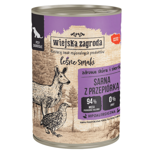 Wiejska Zagroda LEŚNE SMAKI Karma mokra dla psa Sarna z Przepiórką 400g