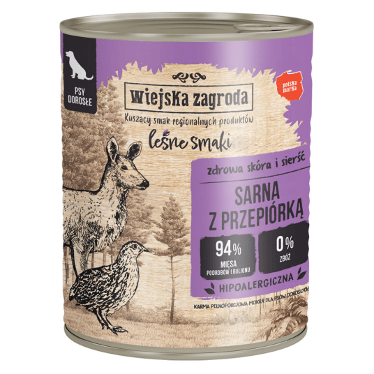 Wiejska Zagroda LEŚNE SMAKI Karma mokra dla psa Sarna z Przepiórką 800g