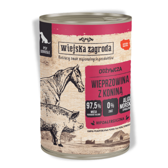 Wiejska Zagroda mokra karma dla psa Wieprzowina z Koniną 400g