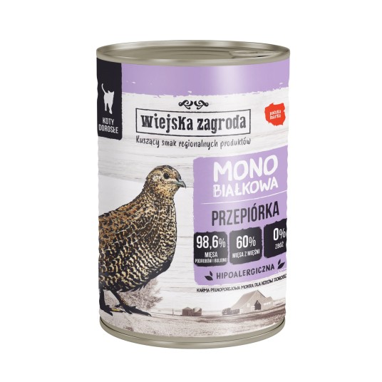 Wiejska Zagroda mokra karma MONOPROTEINOWA dla kota PRZEPIÓRKA 400g