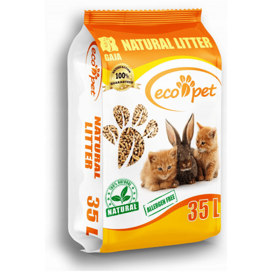Żwirek drewniany Eco Pet 35l Pellet dla kotów, królików, chomików, szczurów, gryzoni, ptaków, tchórz