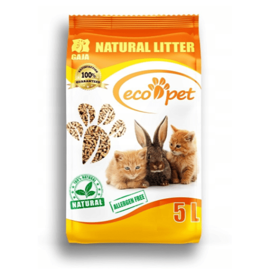 Żwirek drewniany Eco Pet 5l pellet dla kotów, królików, chomików, szczurów, gryzoni, ptaków, tchórzo