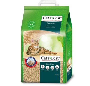 CAT'S BEST Sensitive 20L Drewniany żwirek dla kota z blokerem zapachów 7,2kg