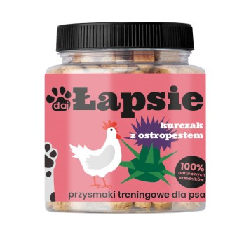 HAPPY SNACKY ŁAPSIE Przysmaki treningowe dla psa Kurczak z Ostropestem 300g