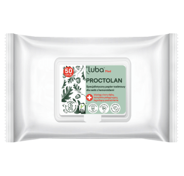 LUBA Med Proctolan specjalistyczny nawilżany papier toaletowy na hemoroidy 50 szt.