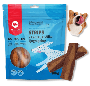 MACED Strips z Kaczki Królika i Jagnięciny przysmak dla psa 500g