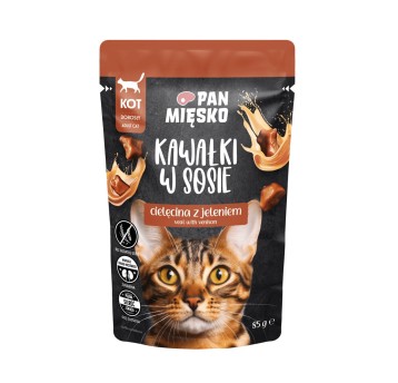 PAN MIĘSKO karma mokra dla kota kawałki w sosie cielęcina z jeleniem 85g