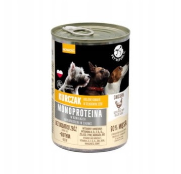 PetRepublic Puszka karma mokra dla psów MONOPROTEINA kawałki w sosie Kurczak 400g